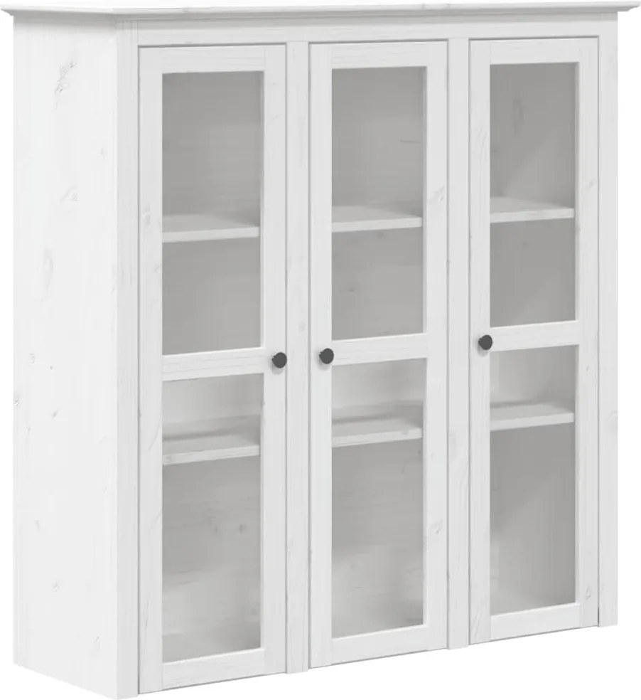 vidaXL Dulap cu uși din sticlă „BODO”, alb, lemn masiv de pin