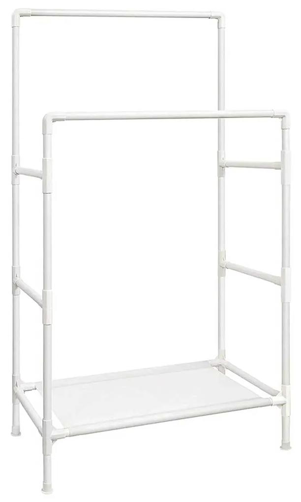 Suport pentru haine metalic cu raft, 84 x 154 x 44 cm, alb