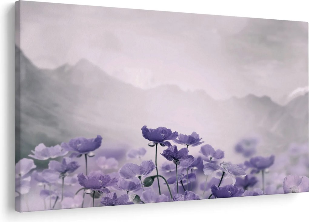 Tablou - Flori mov în munți (90x60 cm)