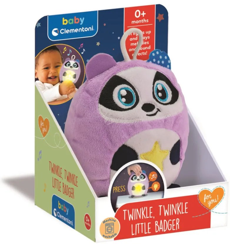 Animale Twinkle Twinkle Lumină de noapte și jucărie Bursuc Clementoni