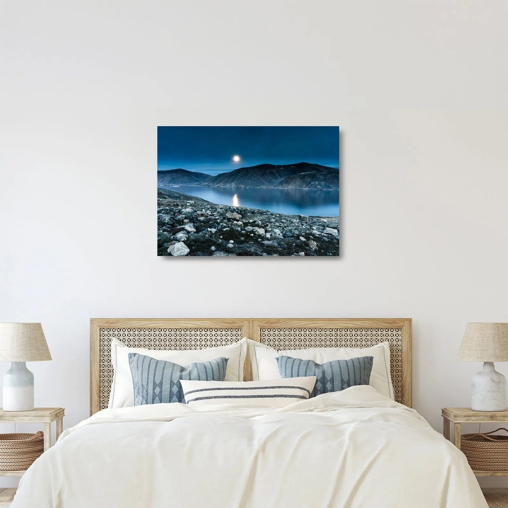 Tablou pe sticlă - Islanda noaptea (70x50 cm)