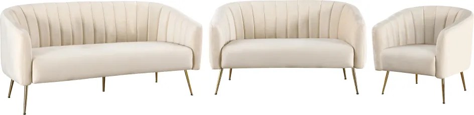 Canapea de design cu 3 locuri, ţesătură Velvet bej/gold crom-auriu, BAGY
