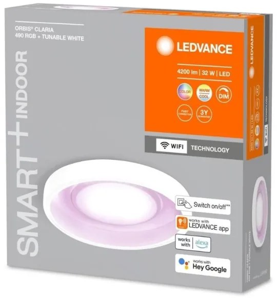 Plafonieră LED RGBW dimabilă SMART+ CLARIA LED/32W/230V Wi-Fi Ledvance