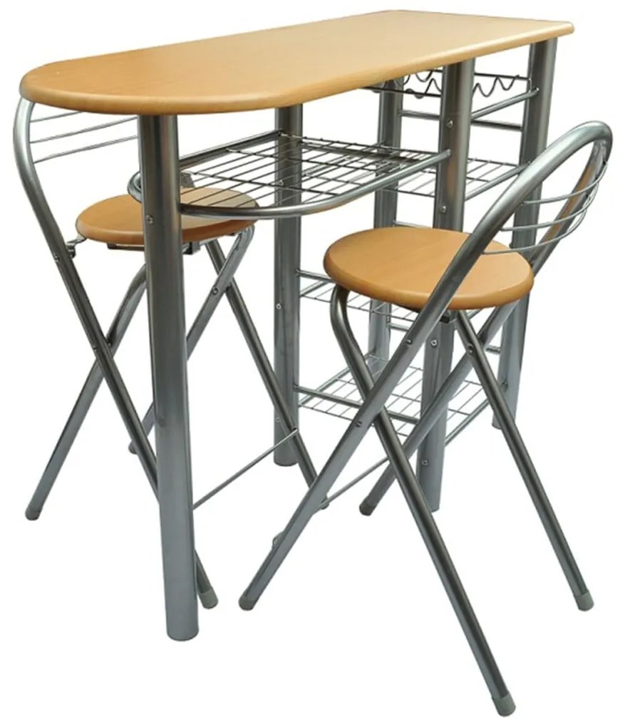 240096 vidaXL Set masă și scaune / bucătărie / bar mic dejun, lemn