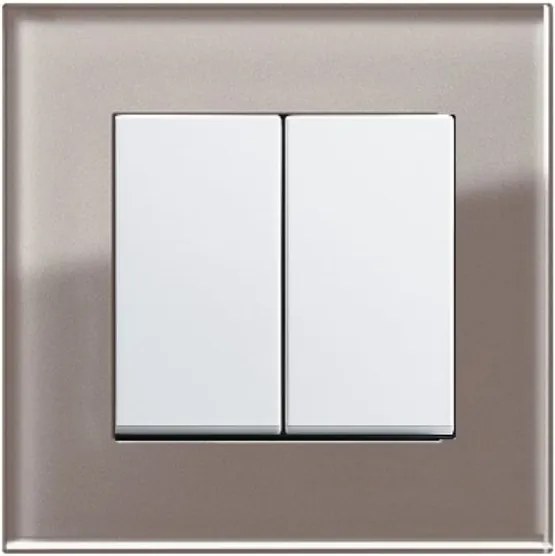 Întrerupător dublu GIRA Esprit alb lucios cu ramă simplă sticlă umbră