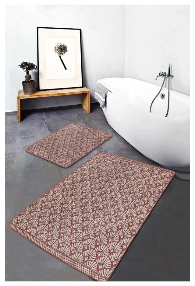 Covorașe de baie maro 2 buc. din catifea 60x100 cm – Mila Home