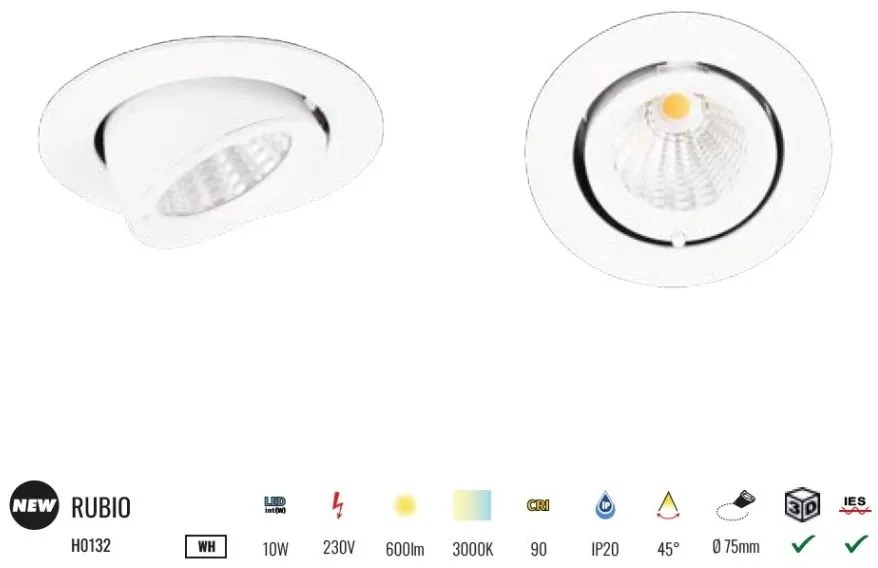 Spot LED incastrabil directionabil Rubio alb