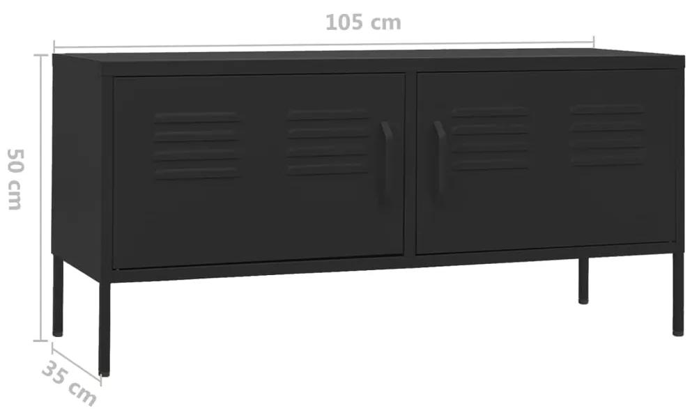 Comoda TV, negru, 105x35x50 cm, otel 1, Negru