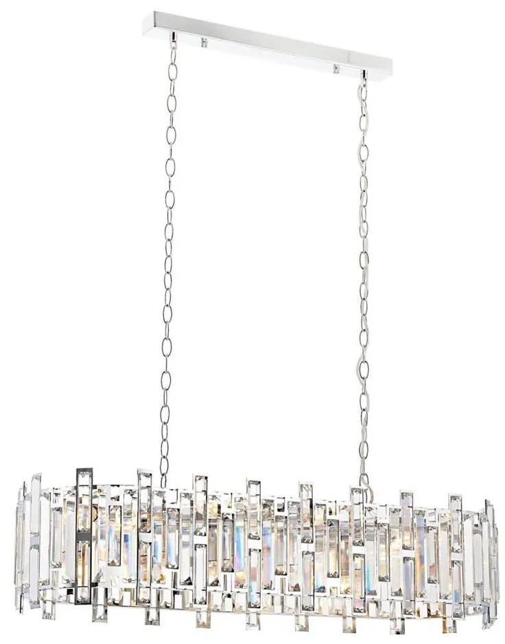 Candelabru suspendat pe lanț CRYSTALLINE 13xE14/40W/230V, crom lucios