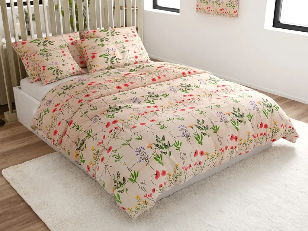 Lenjerie de pat din bumbac HERBAR BLEND bej Dimensiune lenjerie de pat: 70 x 90 cm | 140 x 200 cm