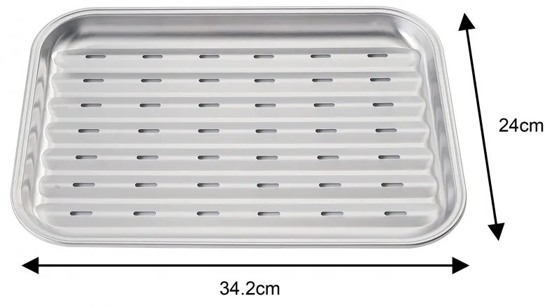 Tava pentru gratar Kinghoff KH 1916, 34.2x24.5 cm, Otel inoxidabil, Perforata, Inox