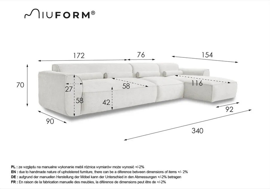 Colțar crem (cu colț pe partea dreaptă) Flex Felix – Miuform