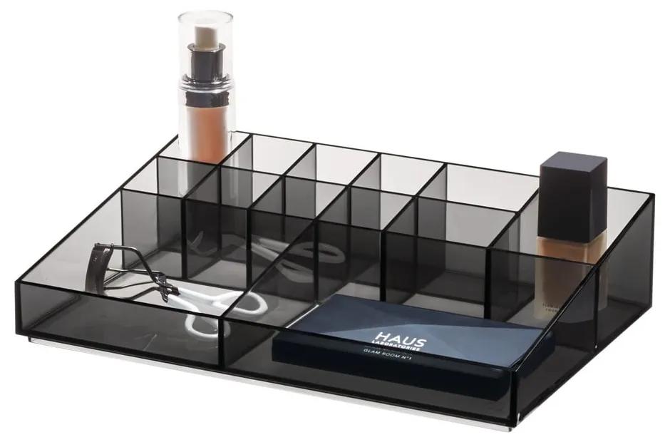 Organizator de baie negru mat pentru cosmetice din plastic reciclat Cosmetic Station – iDesign