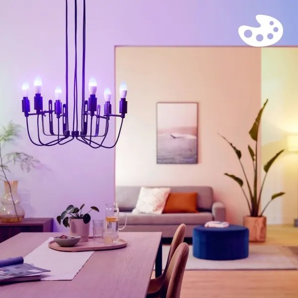 Set de 4 becuri LED RGB dimabile Philips SMART C37 E14/4,9W/230V 2200-6500K
