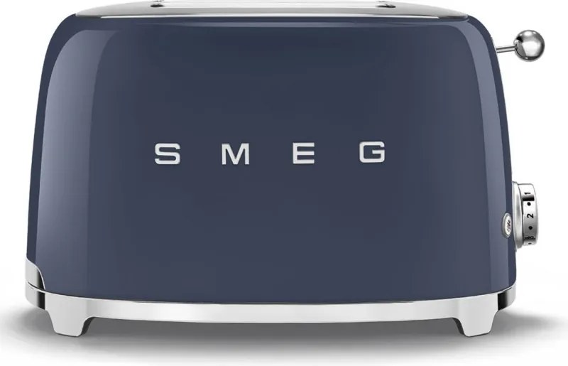 Prajitor de paine SMEG 50's Style TSF01NBEU, 950 W, 2 felii, 6 trepte, Tava pentru firimituri, Cablu integrat, Otel inoxidabil, Albastru inchis