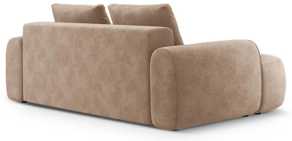 Canapea maro deschis cu tapițerie din catifea 200 cm Linz – Cosmopolitan Design