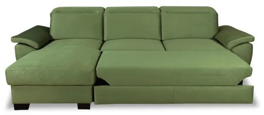 Coltar Extensibil Cu Insula Stanga Dax, 5 Locuri, Cu Lada De Depozitare, Verde, 299 Cm