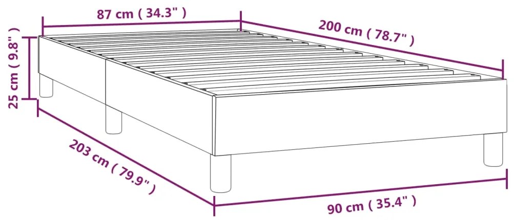 Cadru de pat box spring, albastru, 90x200 cm, textil Albastru, 25 cm, 90 x 200 cm