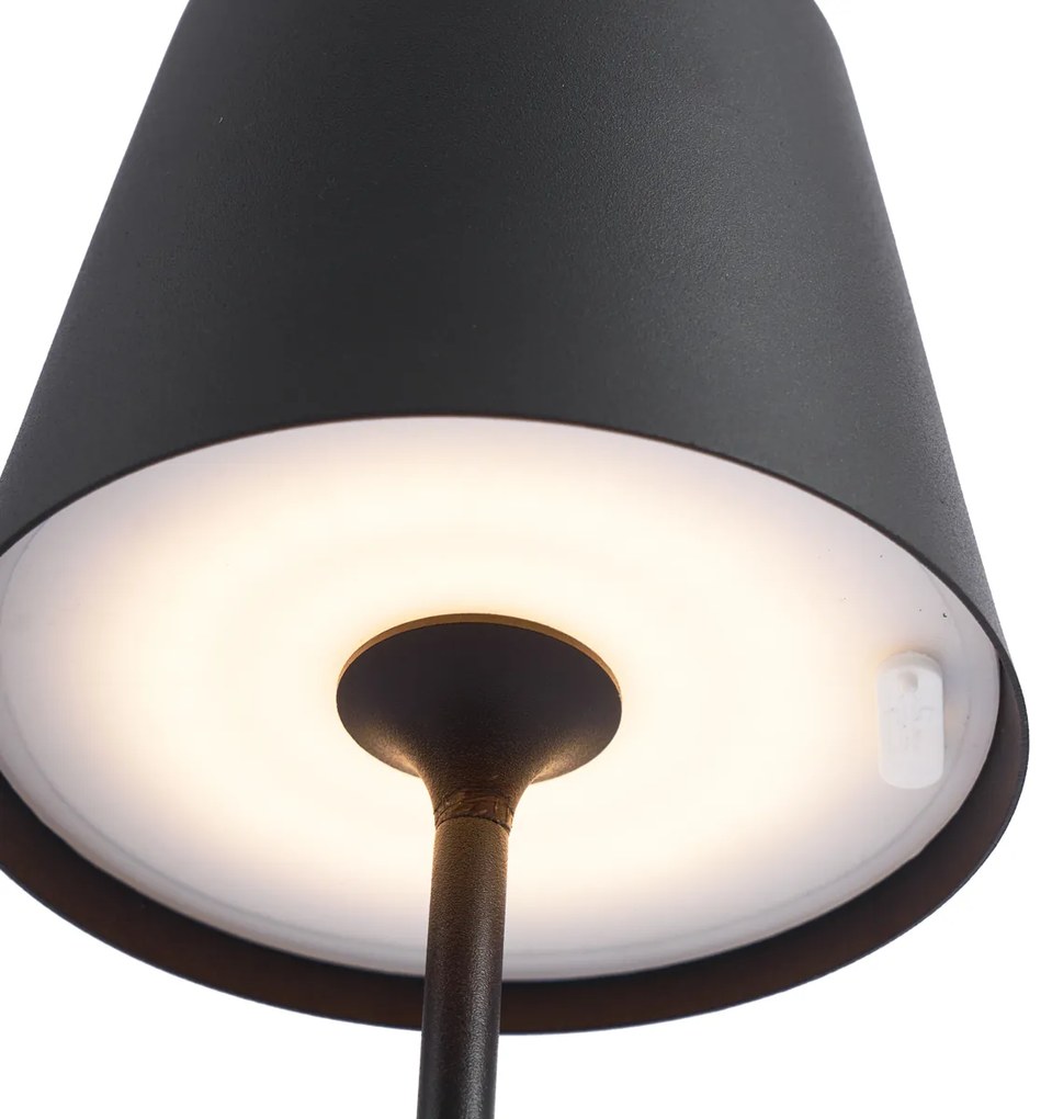 Lampă de masă modernă neagră 37cm incl. LED Dimmable IP54 Reîncărcabilă - Topi