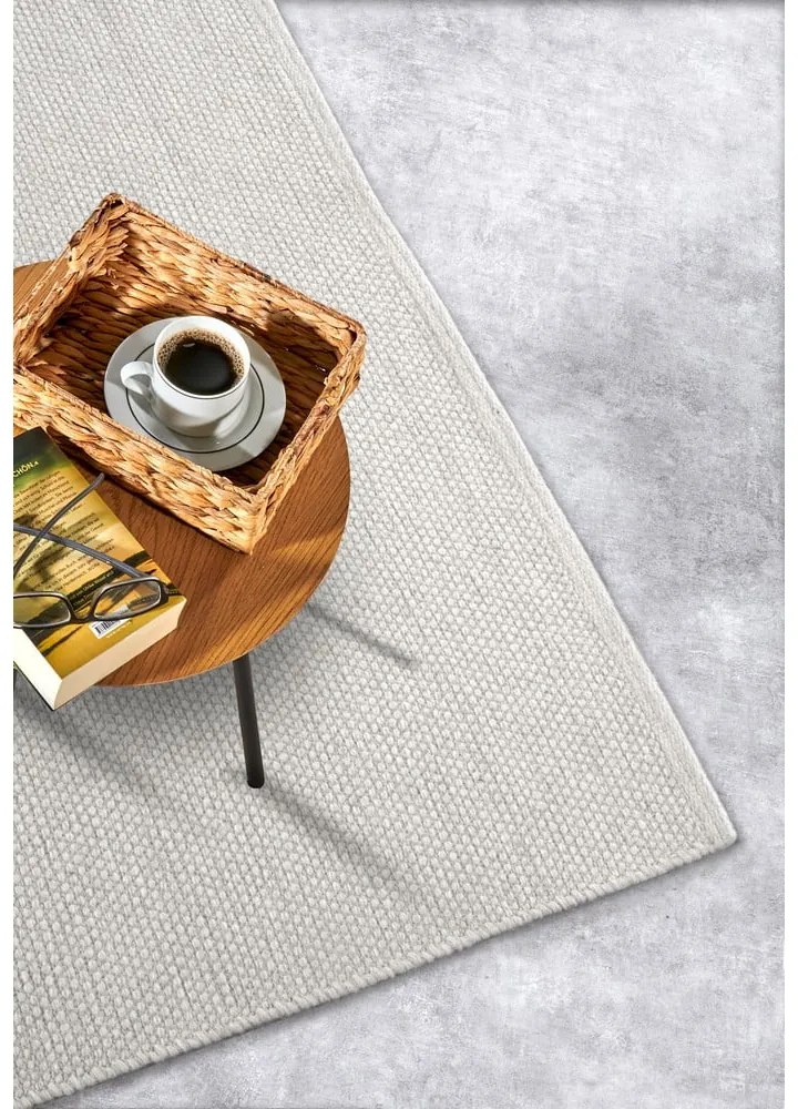 Covor tip traversă crem țesut manual din amestesc de lână 80x200 cm Pradesh Natural White – Elle Decoration