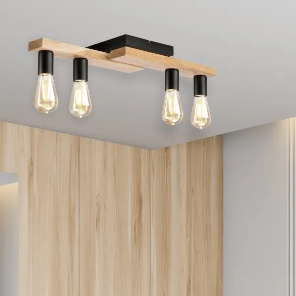 Lustră aplicată MATTE 4xE27/15W/230V negru/stejar