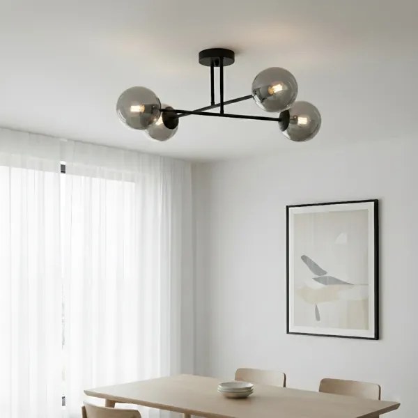 Brilagi - Lustru aplicat MALIVA 4xE14/15W/230V negru/fumuriu