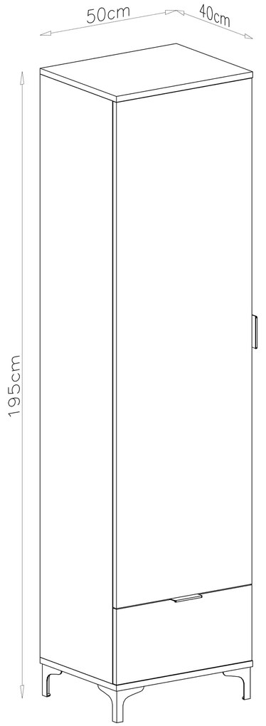 Mazzoni Dulap LANA SZ-50 Bej (Șampanie) - GARDEROBĂ CU O UȘĂ CU SERTAR