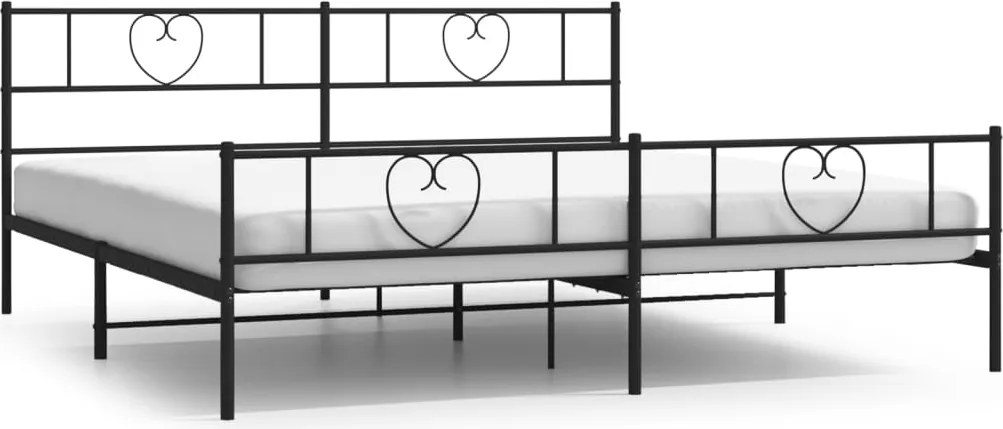 vidaXL Cadru pat fără saltea, tăblie de picioare negru 180x200cm metal