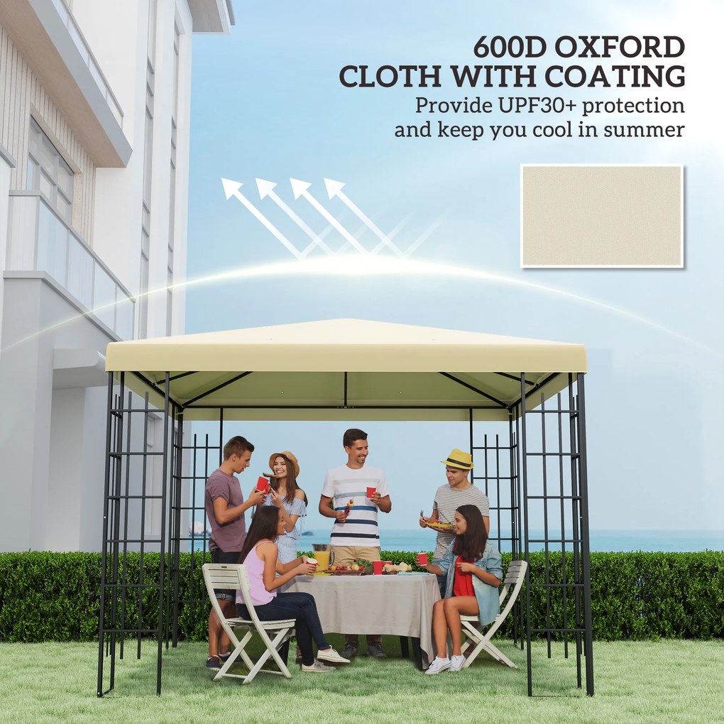 Outsunny Acoperiș pentru Foișor 3x3 m cu 8 Orificii din Țesătură Oxford 600D Cremă | Aosom Romania