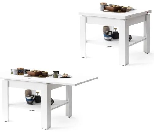 Măsuță de cafea pliabilă cu raft LIA alb