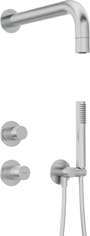 🚿 Set de duș SILIA HEXA, montare încastrată, cu dispersor de duș fix, finisaj oțel șlefuit – Cod NHS_F9XK