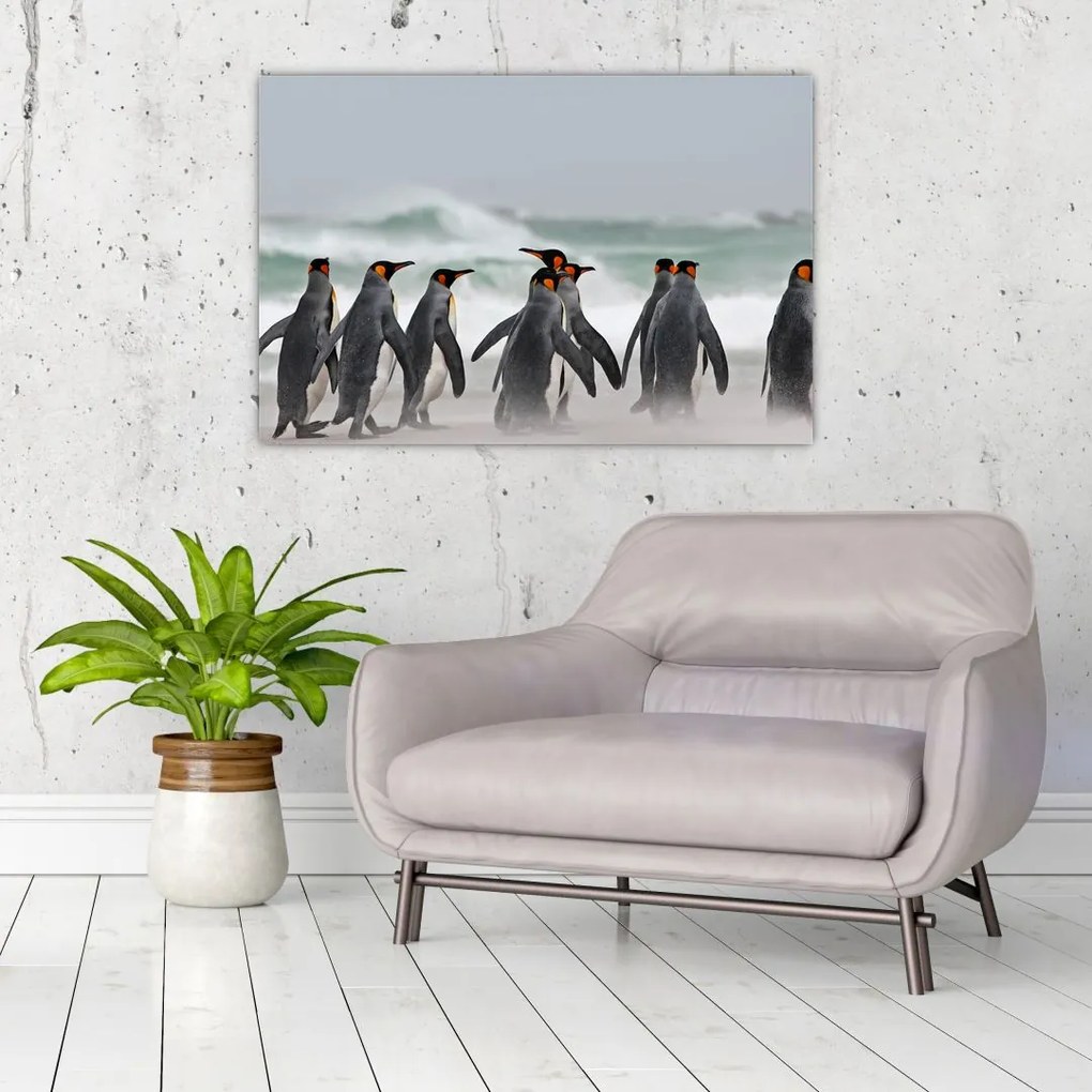 Tablou pinguini în ocean (90x60 cm)