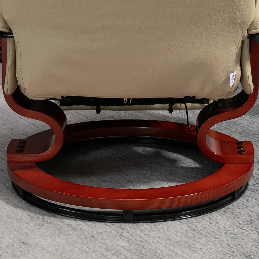 HOMCOM Relaxsessel, reglabil, funcție de întindere, până la 120 kg, piele ecologică, 78 x 87 x 100 cm, Crem | Aosom Romania