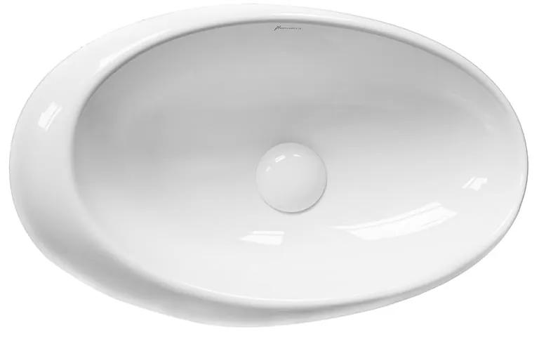 Lavoar pe blat alb lucios 49 cm, oval, Fluminia Egg