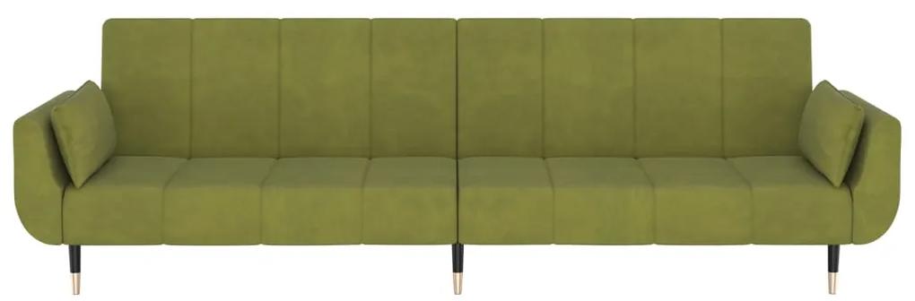 Canapea extensibila 2 loc.,taburet2 perne,textil,verde deschis Lysegronn, Cu scaunel pentru picioare