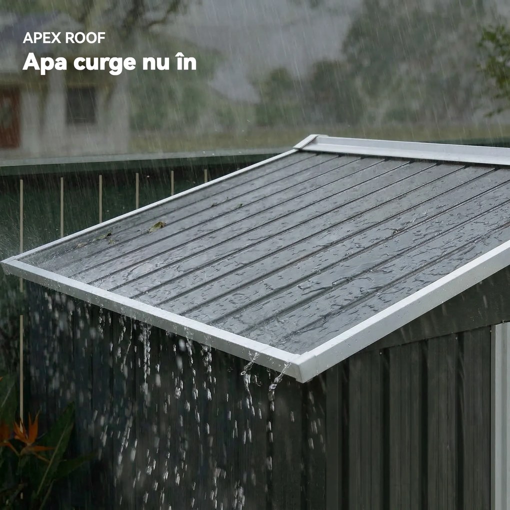 Outsunny Șopron de Grădină din Oțel cu 2 Uși Glisante, Negru, 2,6 m² | Aosom Romania