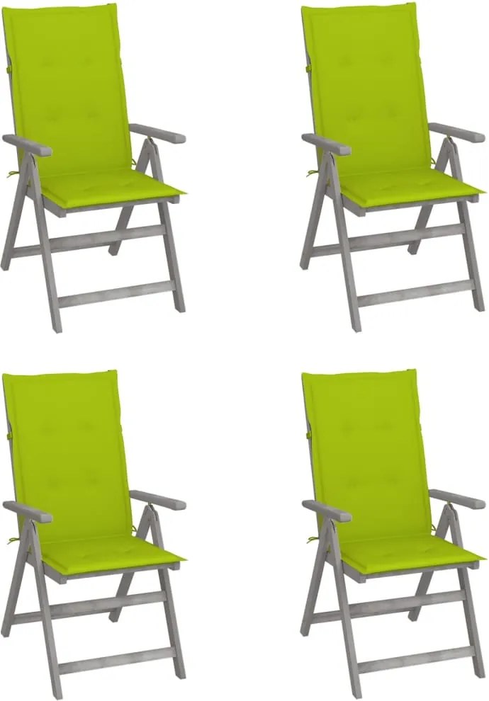 vidaXL Scaune grădină rabatabile cu perne, 4 buc., lemn masiv acacia