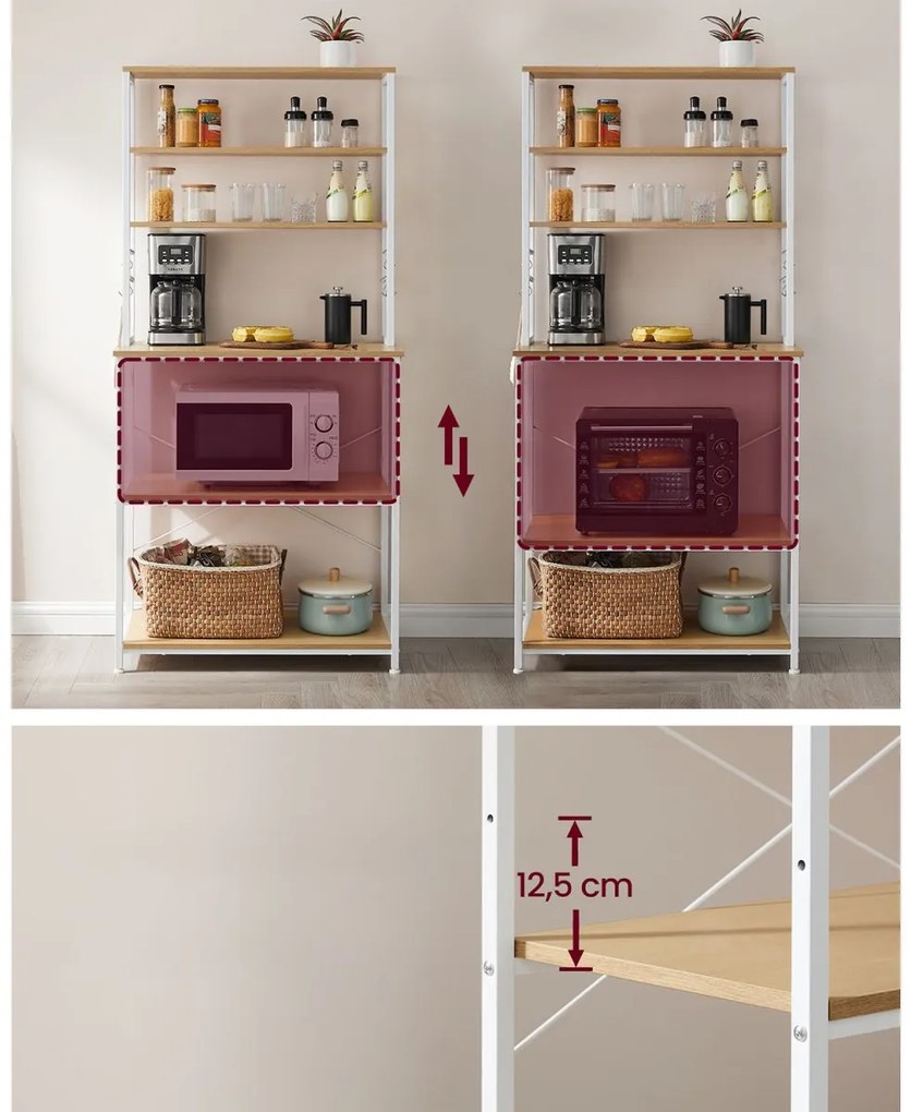 Raft de bucatarie LORANO 167x80 cm, alb / decor stejar