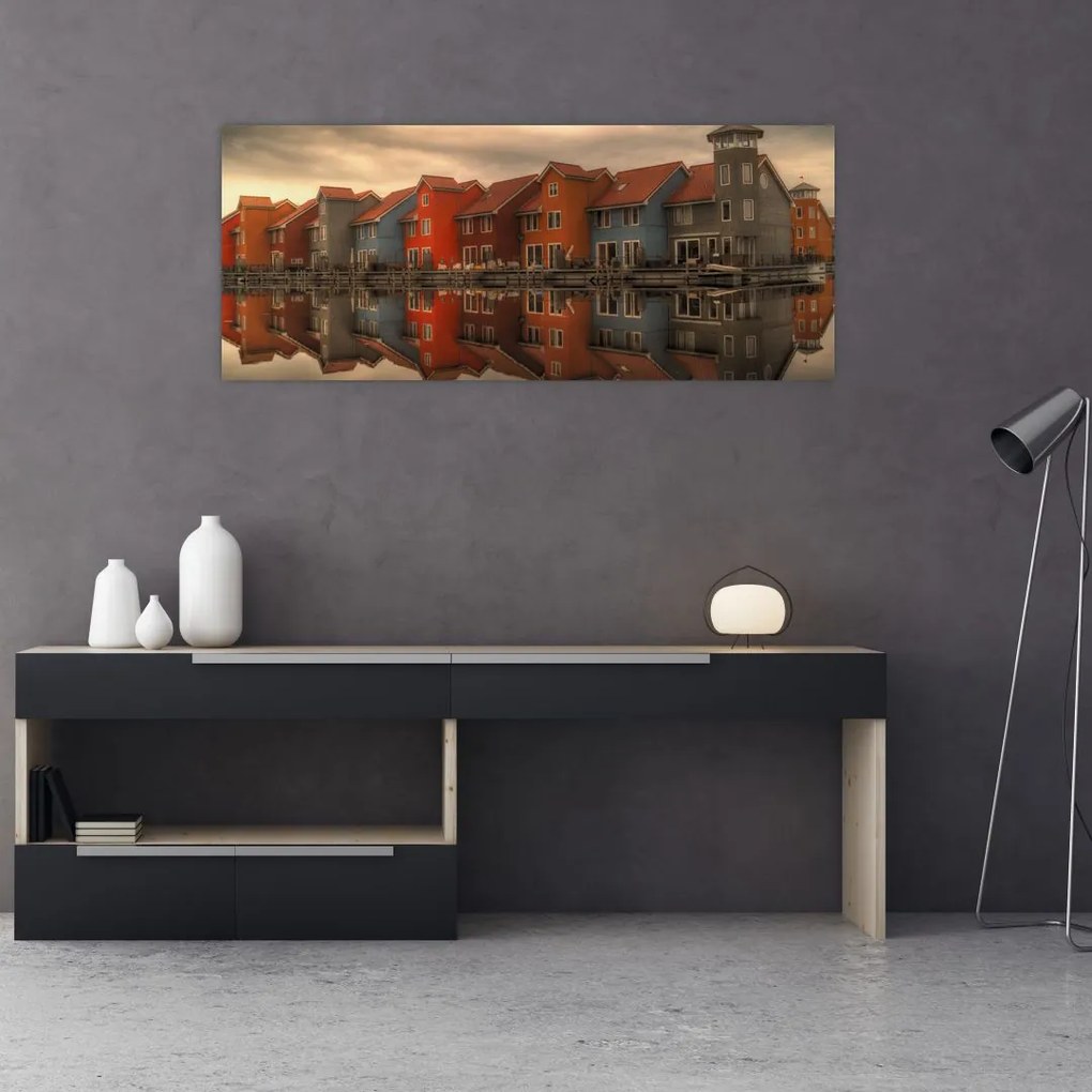 Tablou cu căsuțele colorate (120x50 cm)