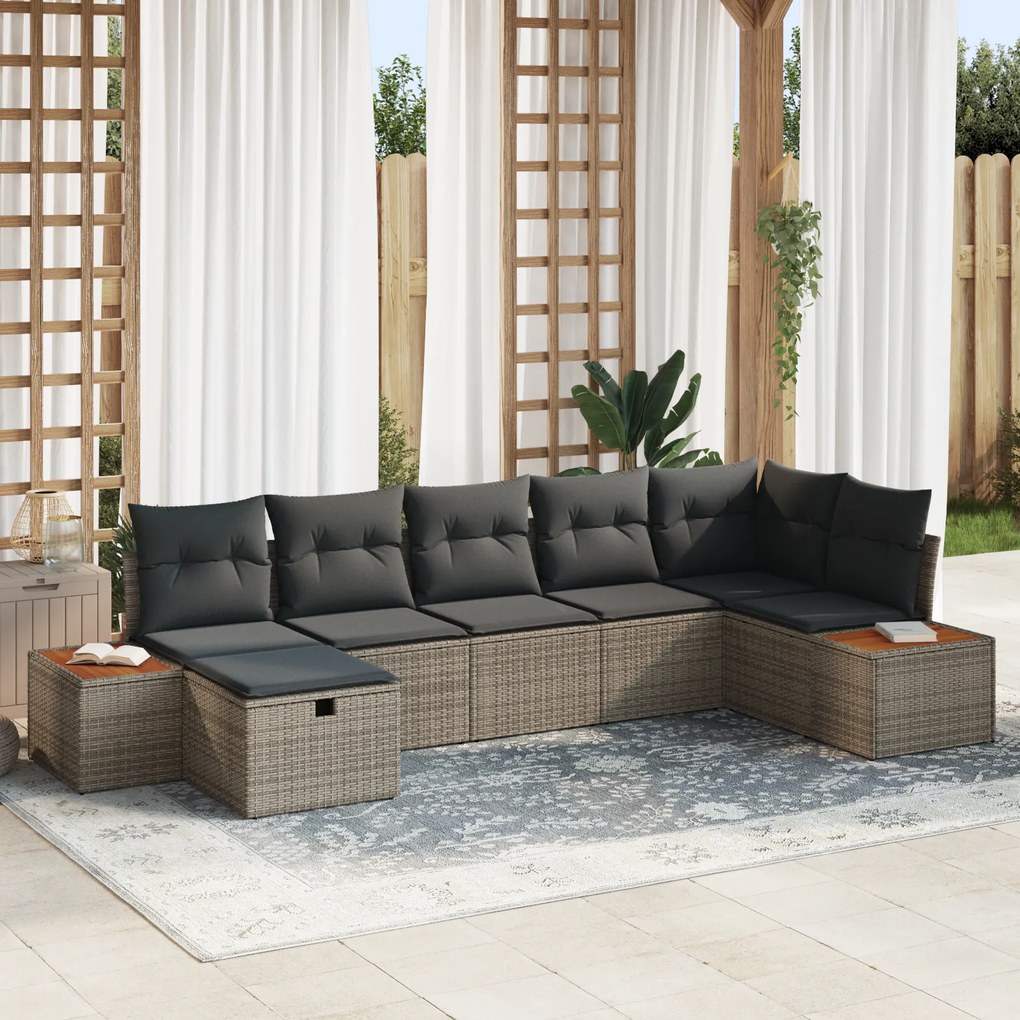 vidaXL Set de canapele pentru grădină 7 pcs Gri 55 x 62 x 69 cm