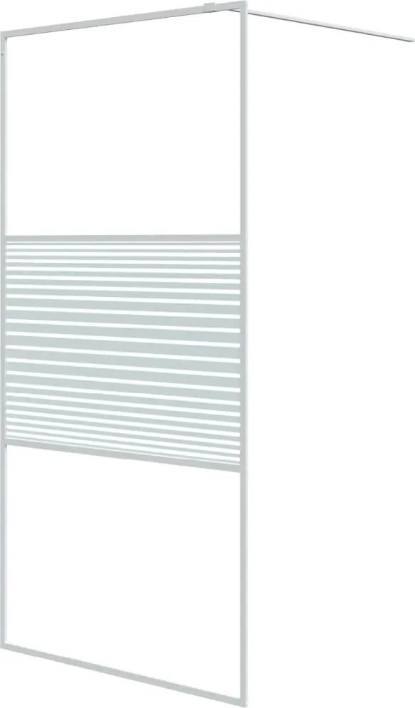 vidaXL Perete de duș walk-in, alb, 100x195 cm, sticlă ESG transparentă