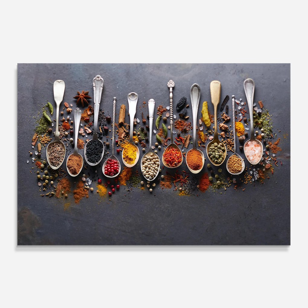 Panou Sticla Bucatarie, 70x100cm, Protectie aragaz, Antistropi, Termorezistent, Alimente, Condimente, Spices Black Board