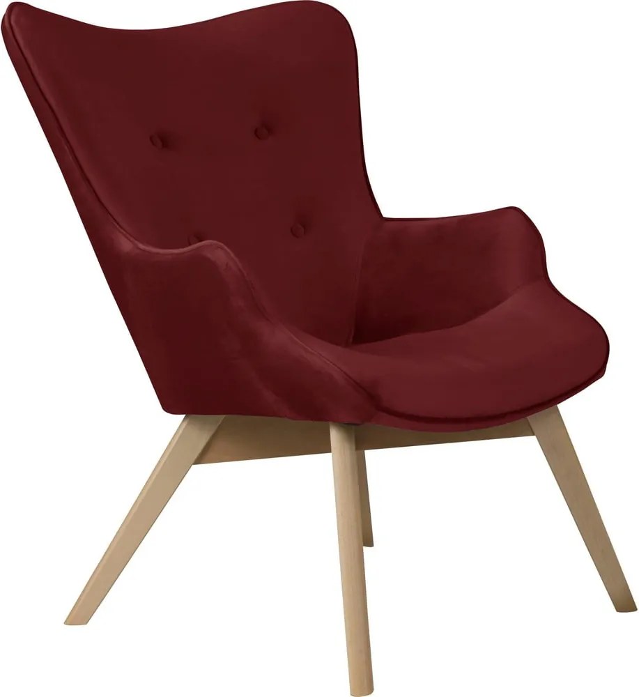 Fotoliu roșu cu tapițerie din catifea Niko – Ropez
