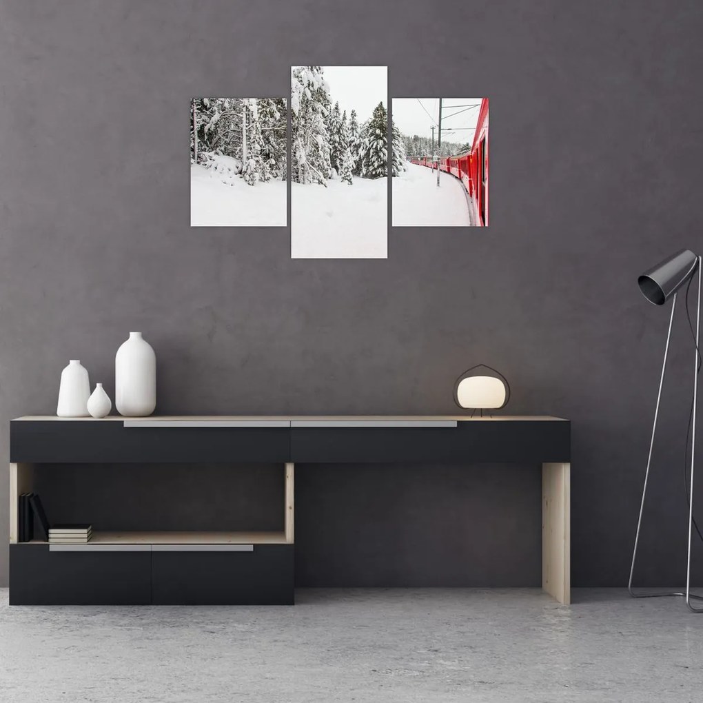 Tablou - Tren într-un peisaj înzăpezit (90x60 cm)