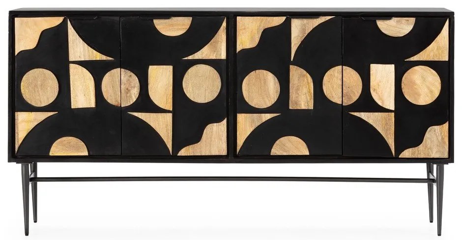 Comodă neagră din lemn de mango 175x90x40 cm Navya – MOME