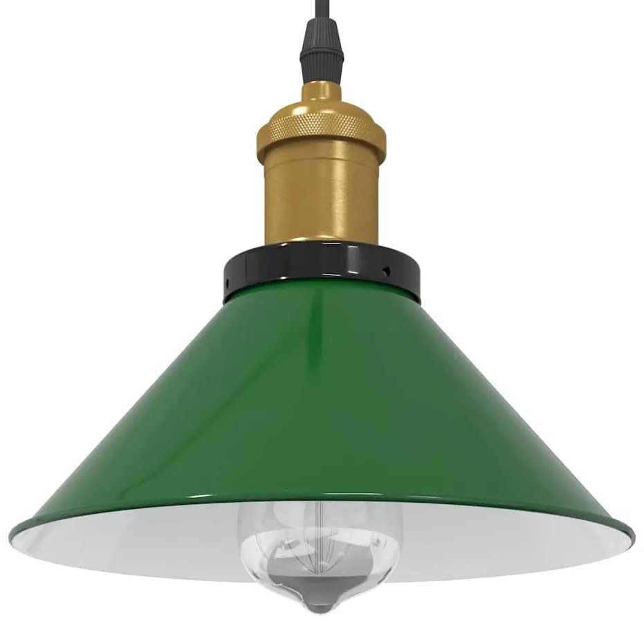 vidaXL Lampă suspendată reglabilă pe înălțime E27 verde lucios metal