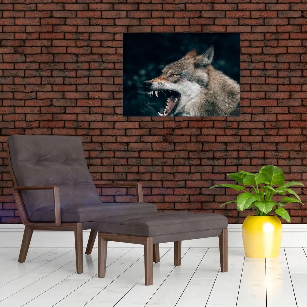 Tablou pe sticlă cu lup (70x50 cm)