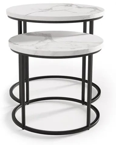 Set 2 mese de cafea Oreo marmura alba/negru – d 43-53 x h 35-45 cm