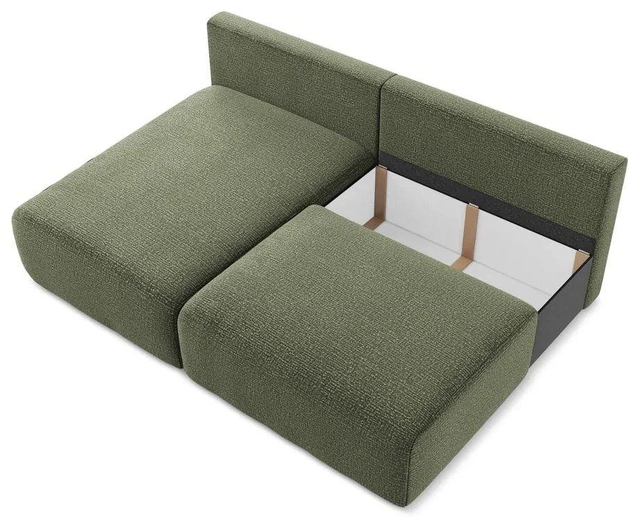 Colțar verde extensibil/cu spațiu de depozitare (cu colț pe partea stângă) Kalena – Makamii