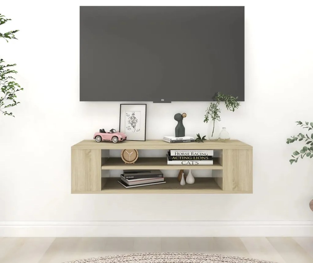 vidaXL Dulap TV suspendat, stejar Sonoma, 100x30x26,5 cm, PAL